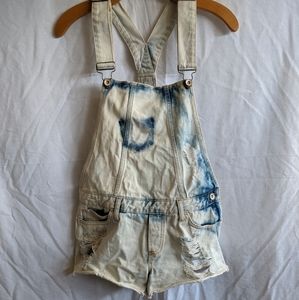 Colin's Acid Wash Distressed Jean Shorts Overalls.  Size 36